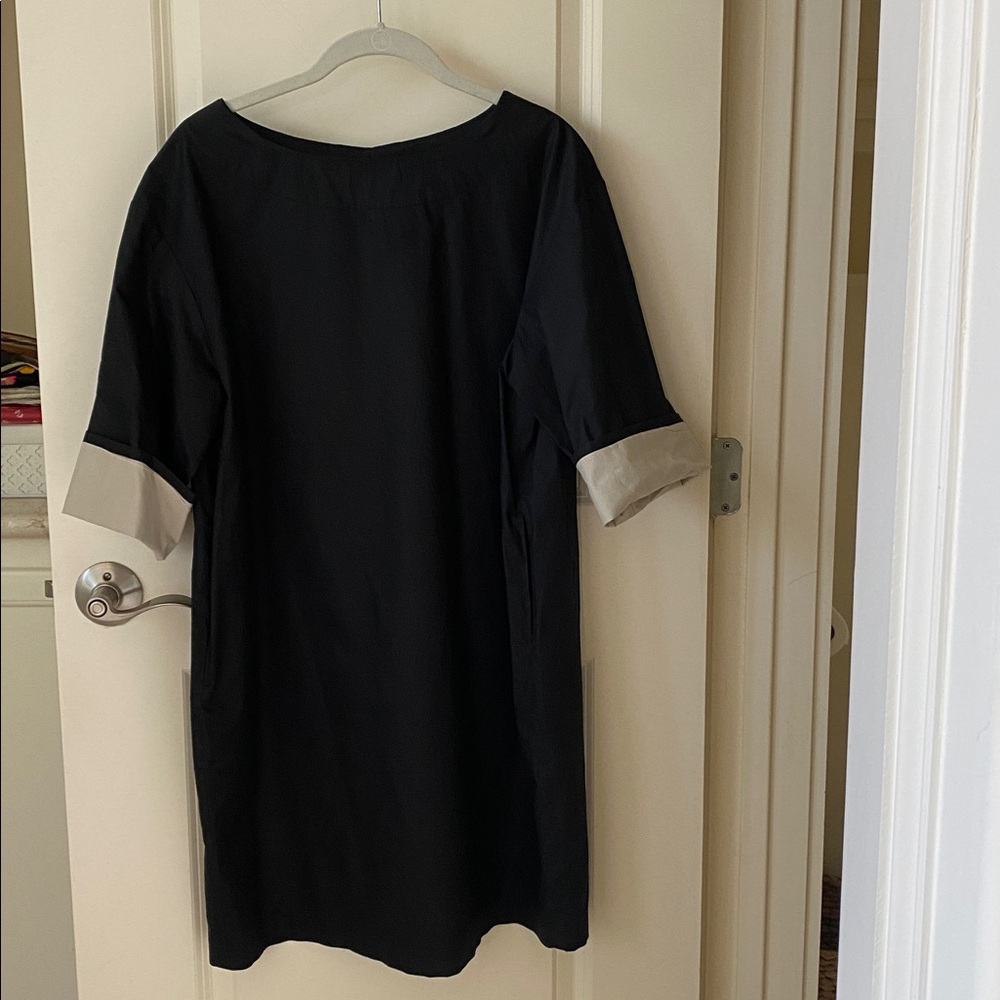 Black Dress with Tan Cuffs Tie back